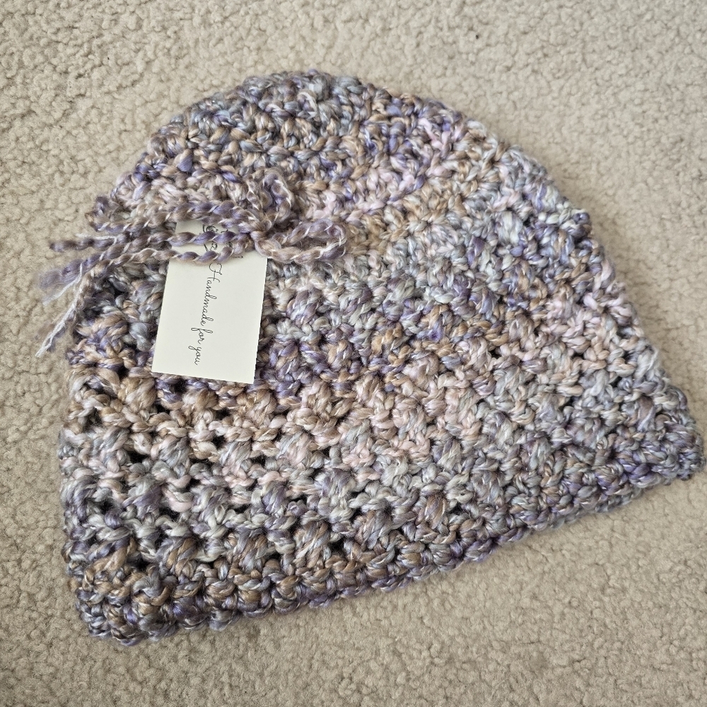 HANDMADE OOAK Hat Toque Multicolor Crochet Beanie - Soft Pastel Blend